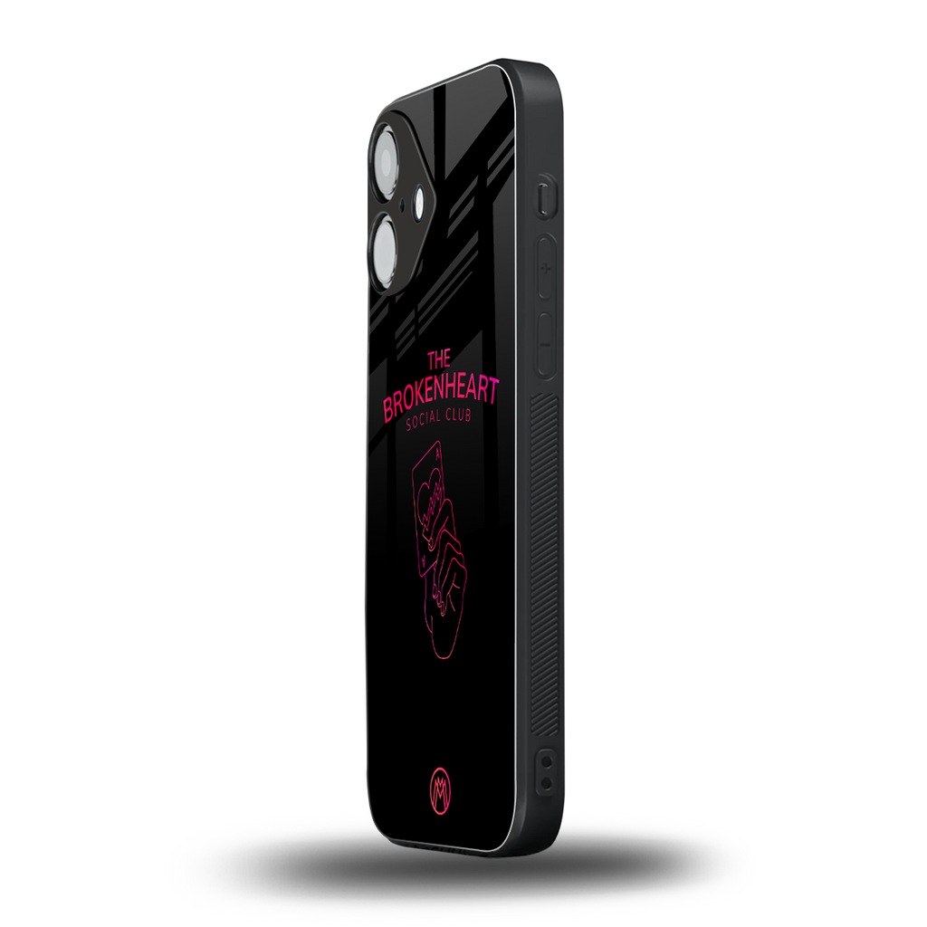 broken heart social club back phone cover | glass case for iphone 16