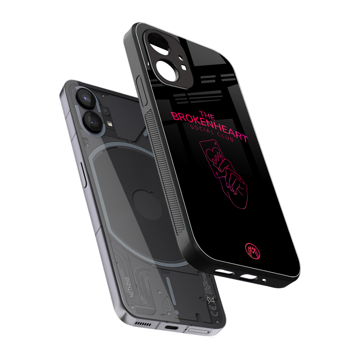 broken heart social club back phone cover | glass case for nothing phone 1