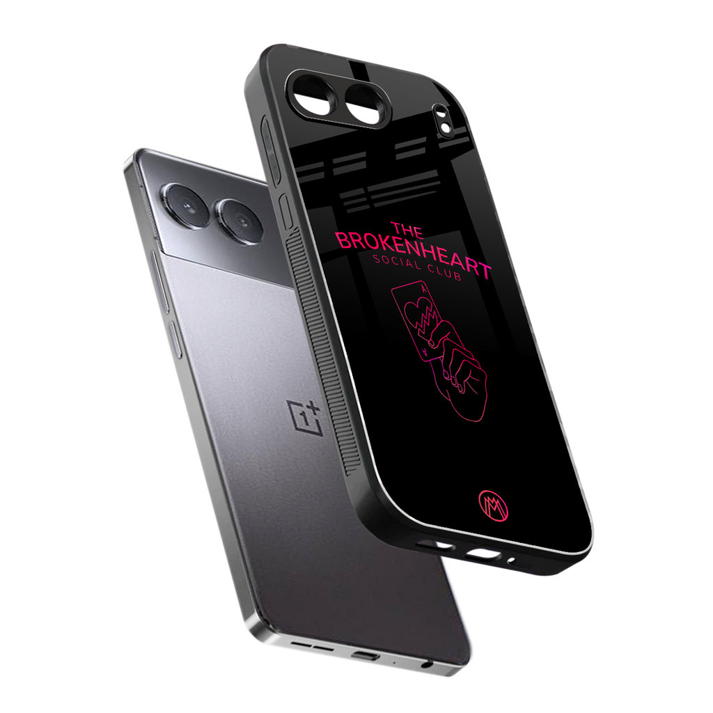 broken heart social club back phone cover | glass case for oneplus nord 4