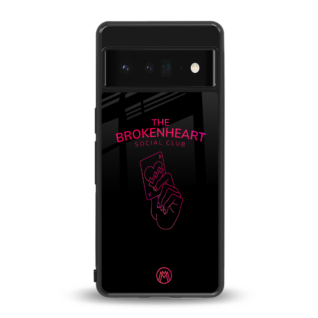 broken heart social club back phone cover | glass case for google pixel 6 pro