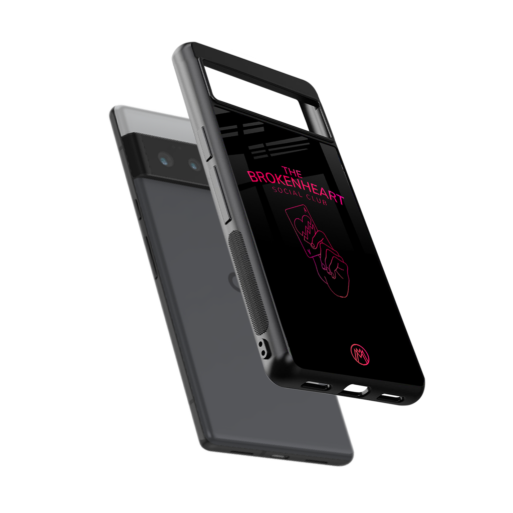 broken heart social club back phone cover | glass case for google pixel 6 pro