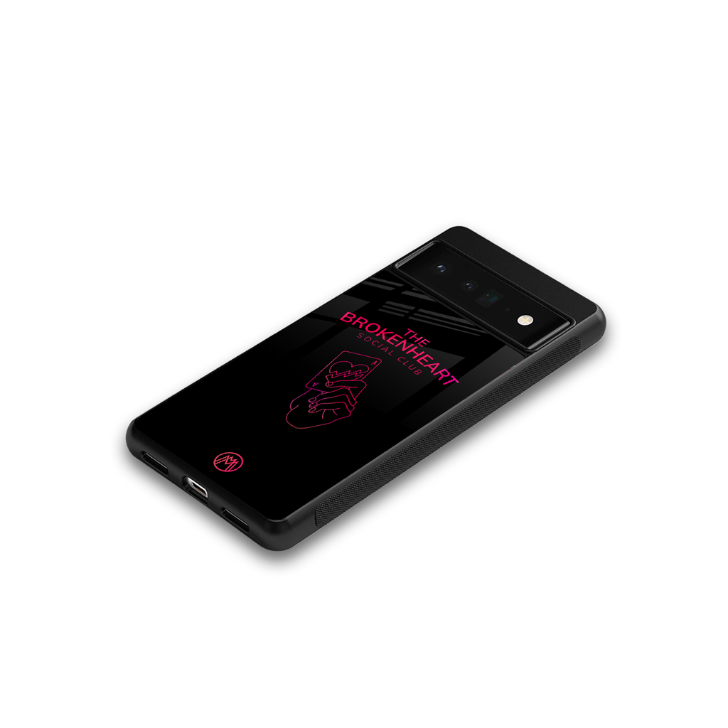 broken heart social club back phone cover | glass case for google pixel 6 pro