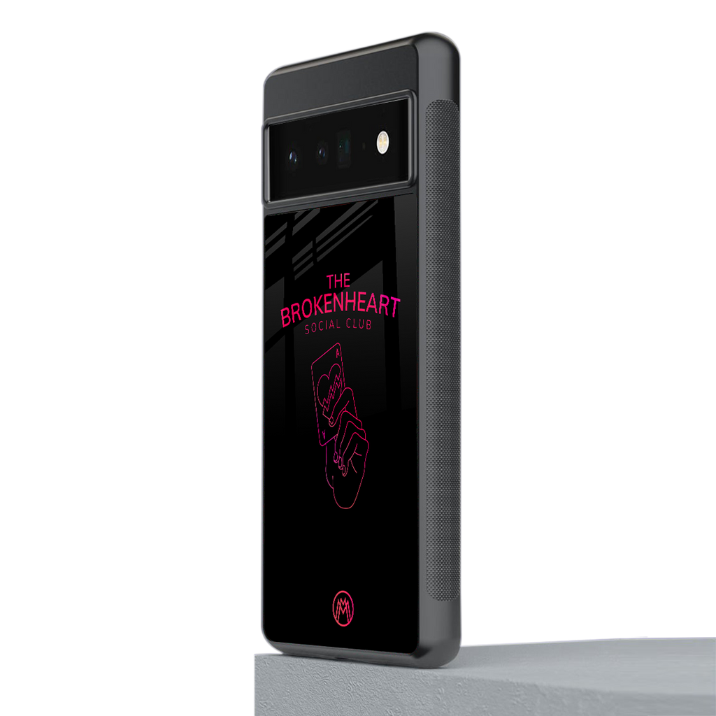 broken heart social club back phone cover | glass case for google pixel 6 pro