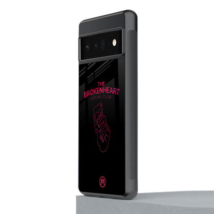 broken heart social club back phone cover | glass case for google pixel 6 pro