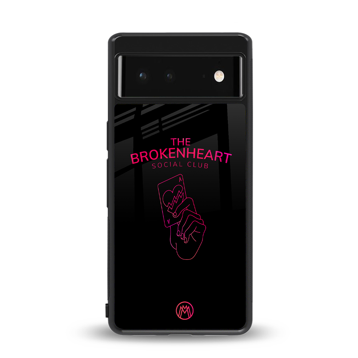 broken heart social club back phone cover | glass case for google pixel 6