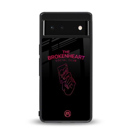 broken heart social club back phone cover | glass case for google pixel 6