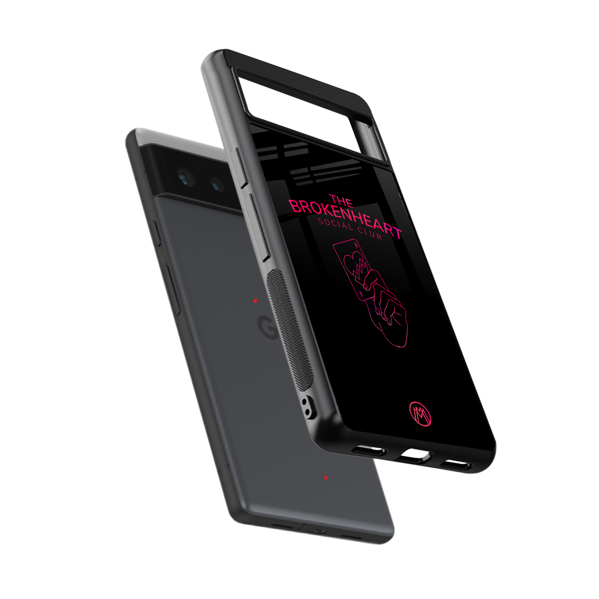 broken heart social club back phone cover | glass case for google pixel 6