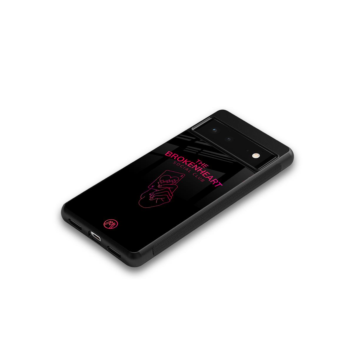 broken heart social club back phone cover | glass case for google pixel 6