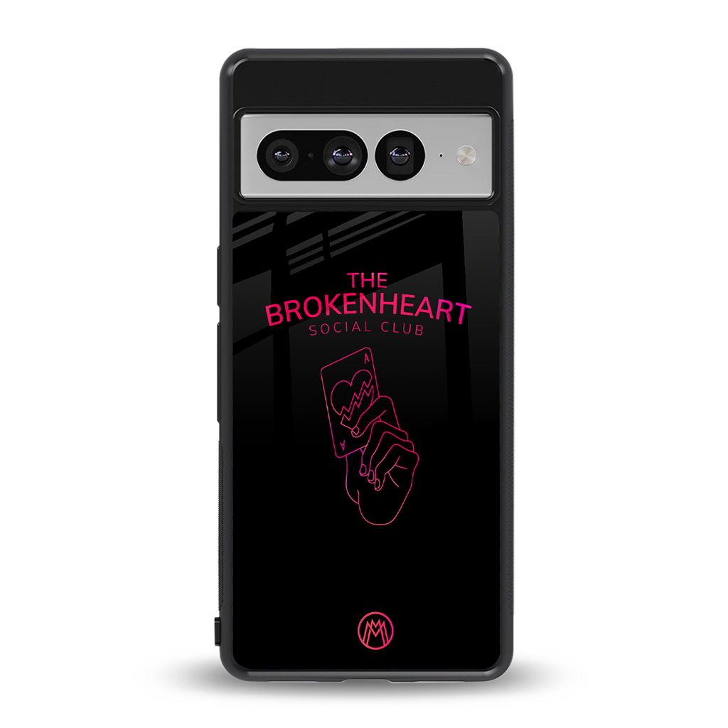 broken heart social club back phone cover | glass case for google pixel 7 pro