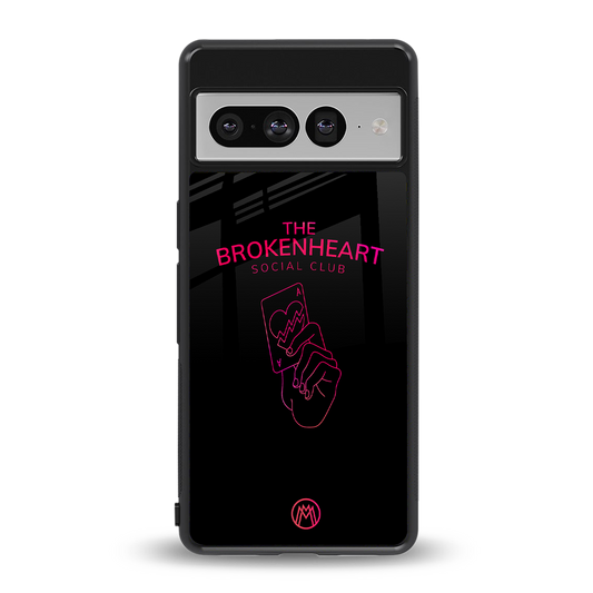 broken heart social club back phone cover | glass case for google pixel 7 pro
