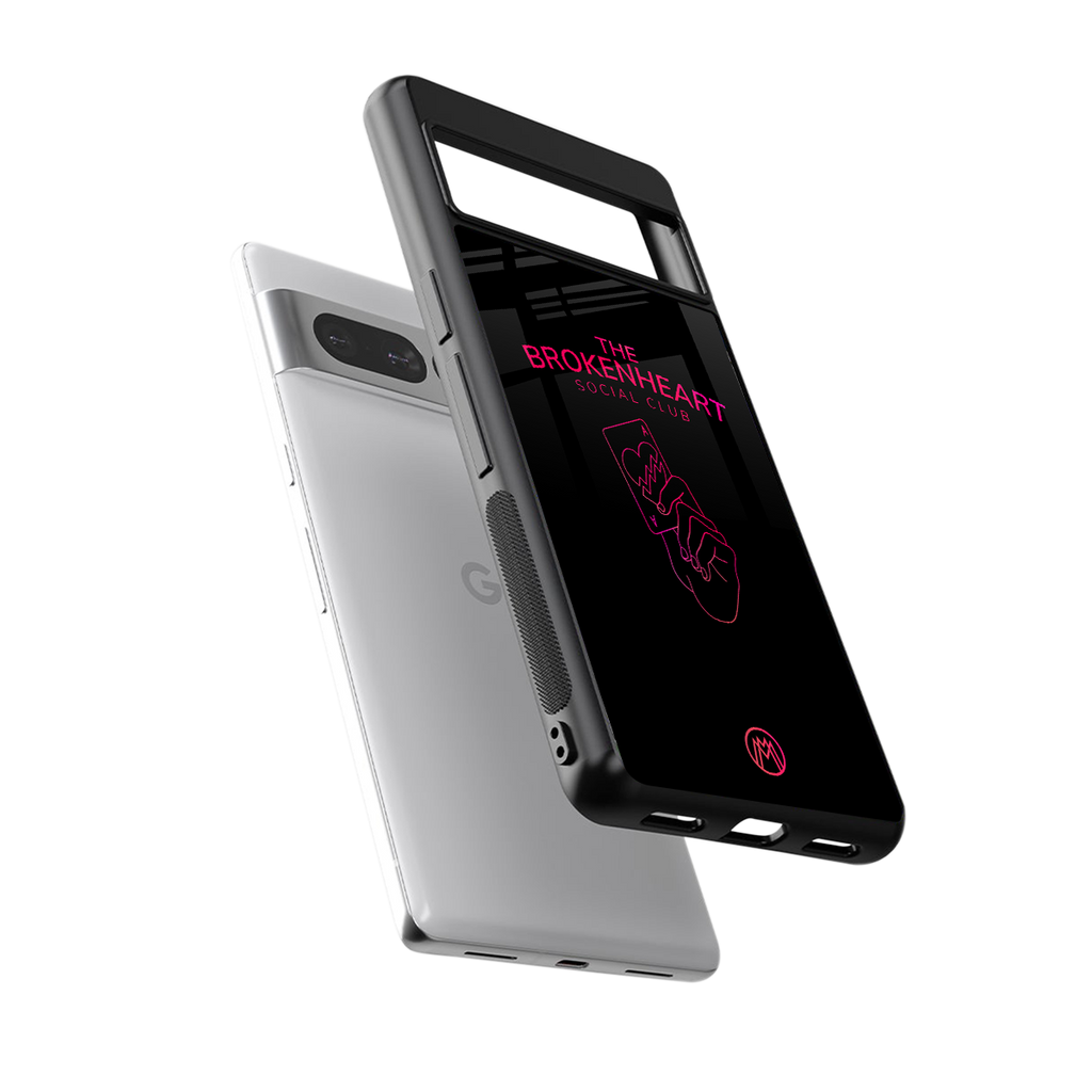broken heart social club back phone cover | glass case for google pixel 7 pro