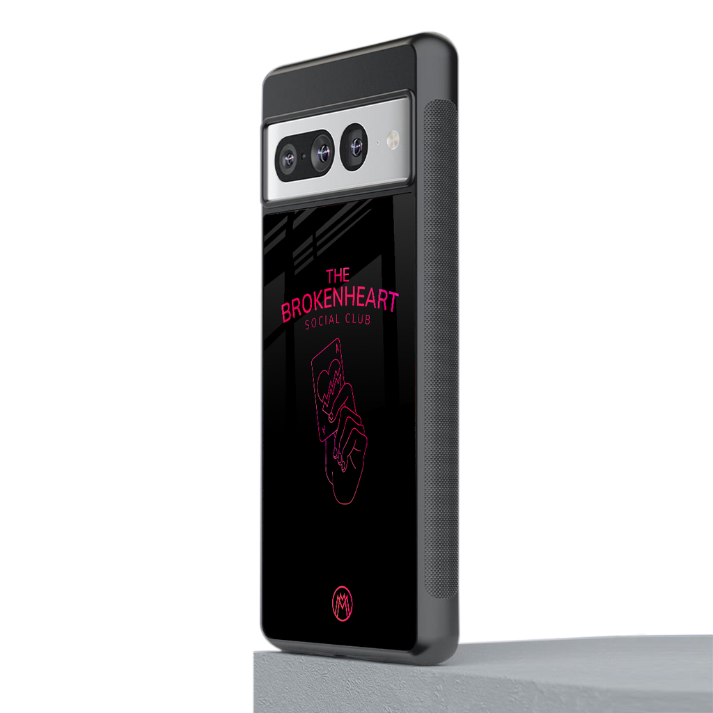 broken heart social club back phone cover | glass case for google pixel 7 pro