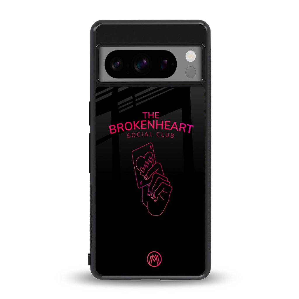 broken heart social club back phone cover | glass case for google pixel 8 pro
