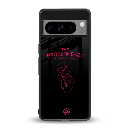 broken heart social club back phone cover | glass case for google pixel 8 pro