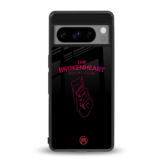 broken heart social club back phone cover | glass case for google pixel 8 pro