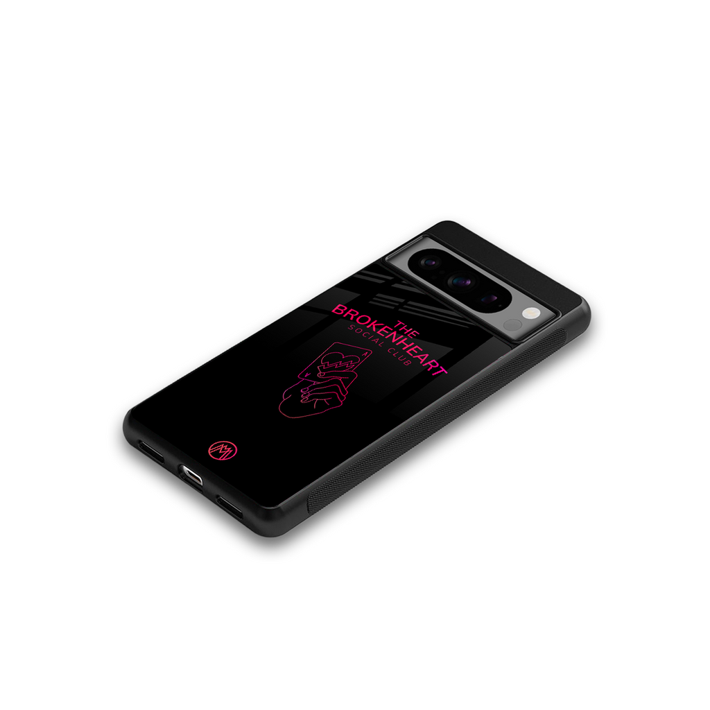 broken heart social club back phone cover | glass case for google pixel 8 pro