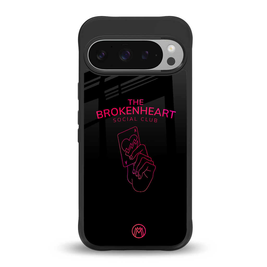 broken heart social club back phone cover | glass case for google pixel 9 pro