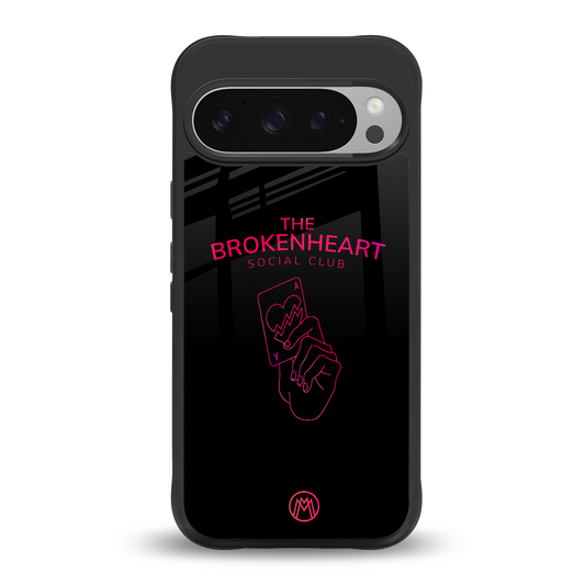 broken heart social club back phone cover | glass case for google pixel 9 pro xl