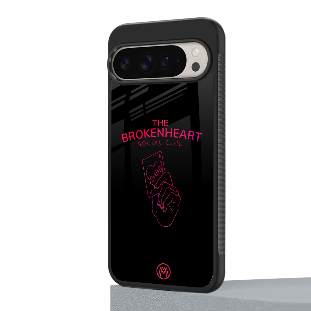 broken heart social club back phone cover | glass case for google pixel 9 pro