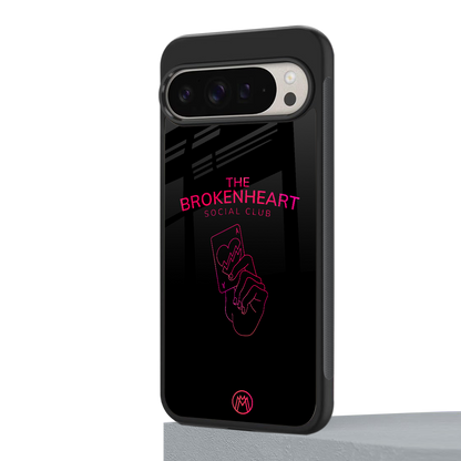 broken heart social club back phone cover | glass case for google pixel 9 pro