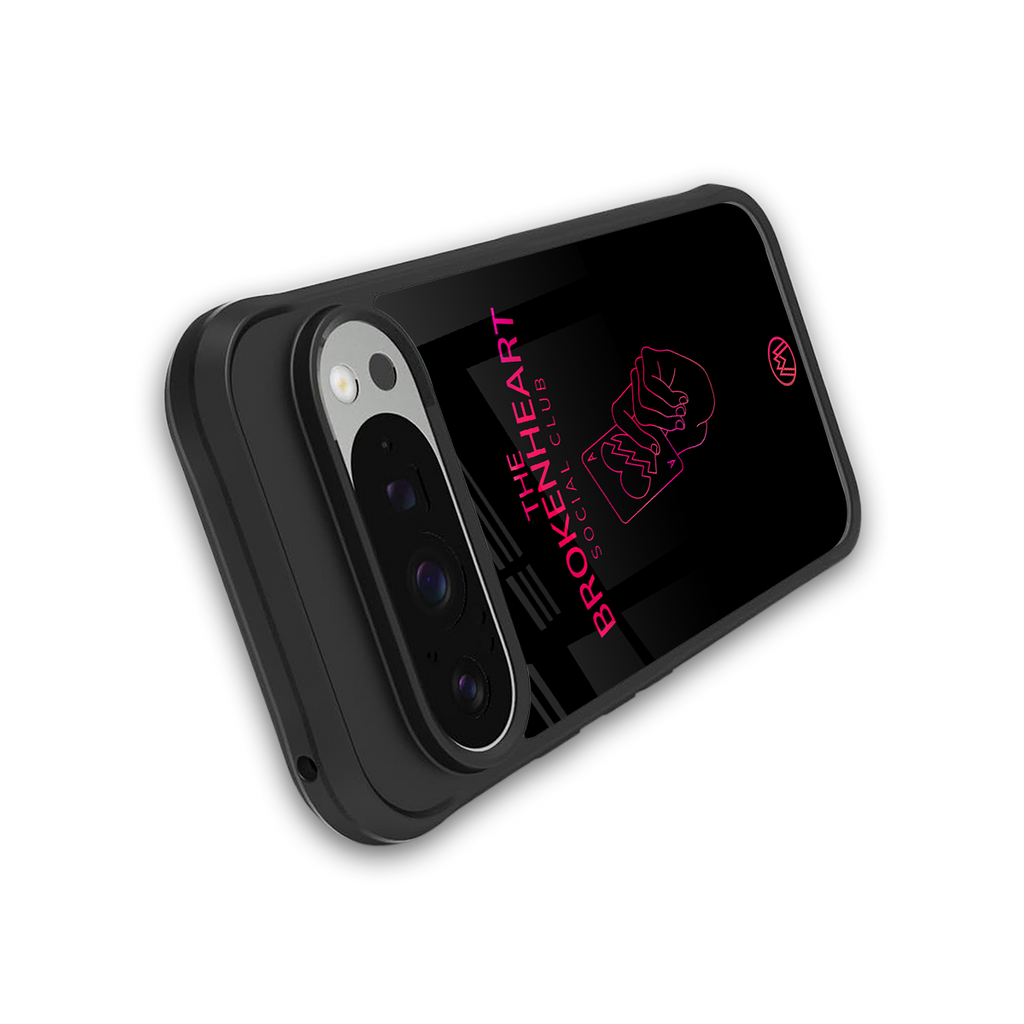 broken heart social club back phone cover | glass case for google pixel 9 pro
