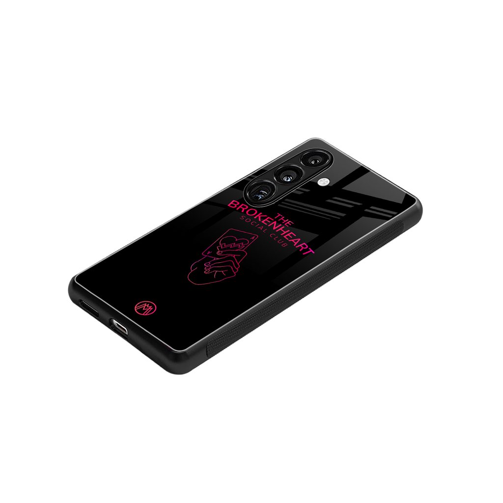 broken heart social club back phone cover | glass case for samsung galaxy s24 plus