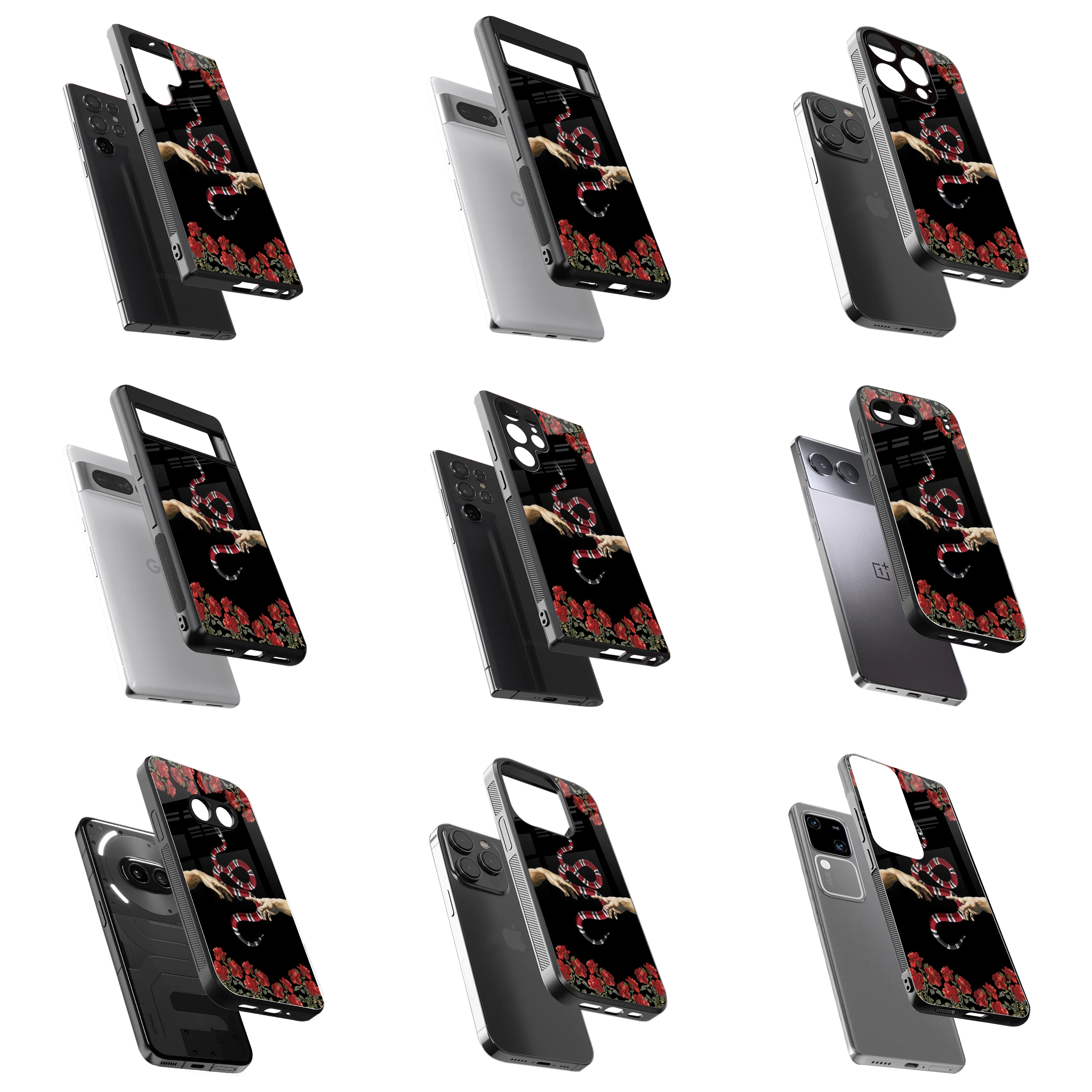 Durable Glass Back Mobile Case for iPhone, Samsung, OnePlus, Google Pixel, Redmi, Vivo, Oppo