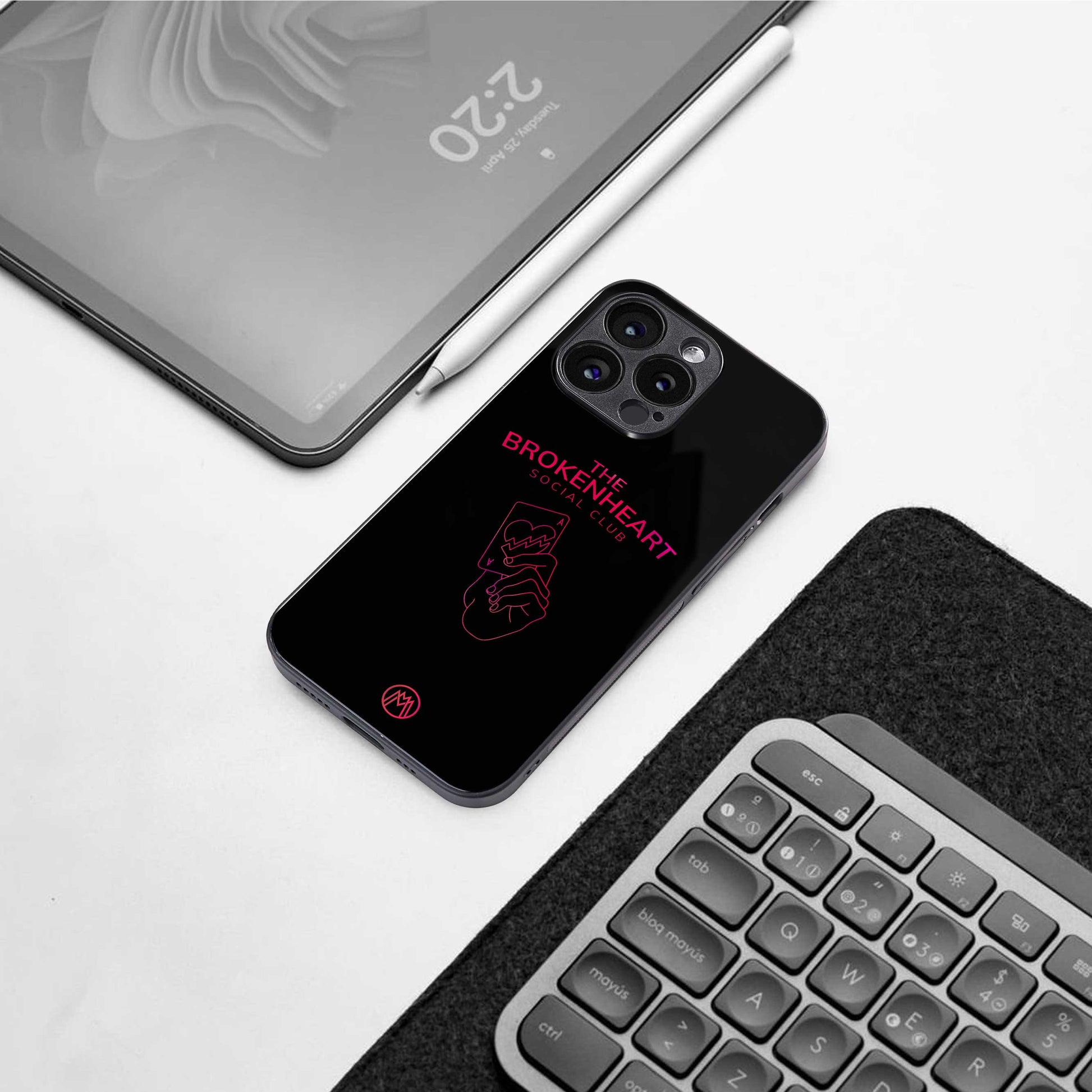 broken heart social club back phone cover | glass case for iphone 13 pro max