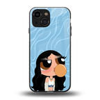 bubbly blue back phone cover | glass case for iphone 13 mini