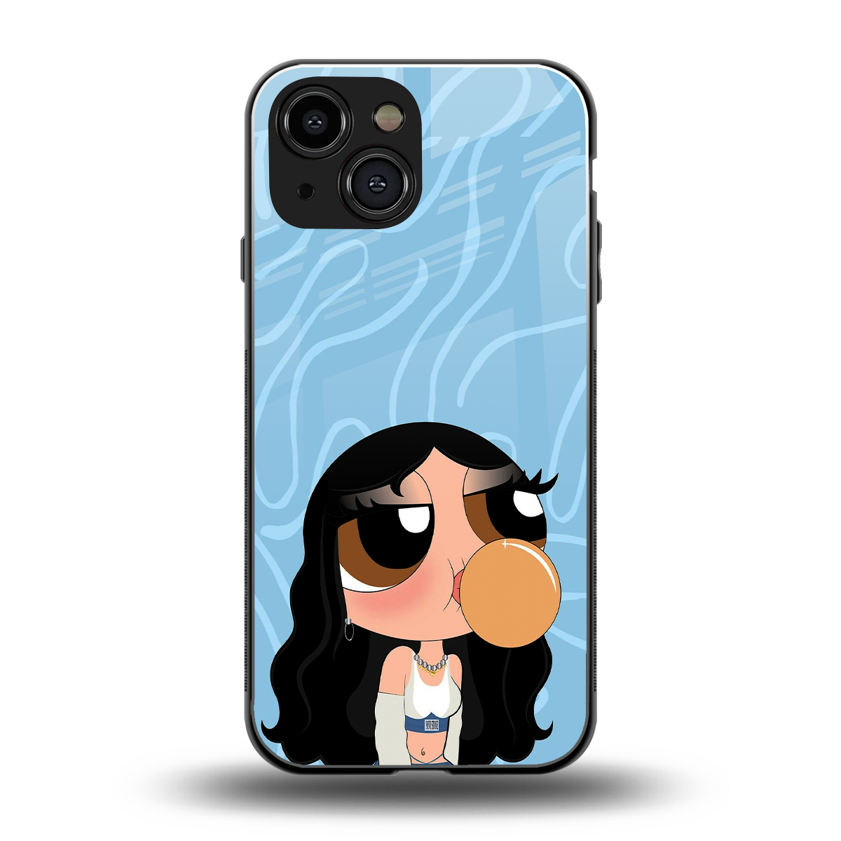 bubbly blue back phone cover | glass case for iphone 13 mini