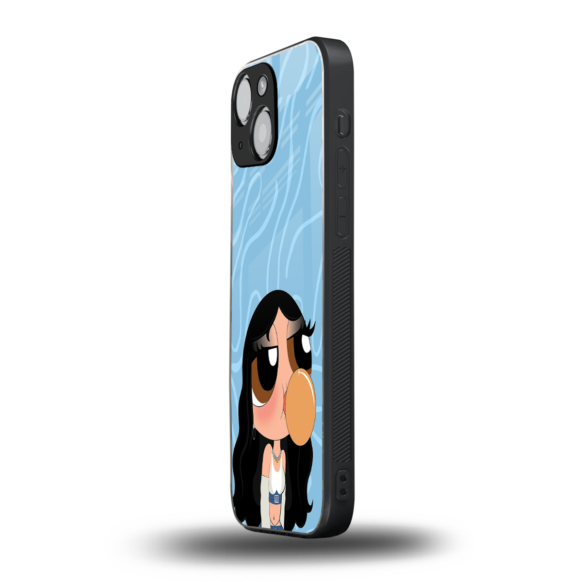 bubbly blue back phone cover | glass case for iphone 13 mini