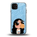 bubbly blue back phone cover | glass case for iphone 14 plus
