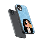 bubbly blue back phone cover | glass case for iphone 15 plus