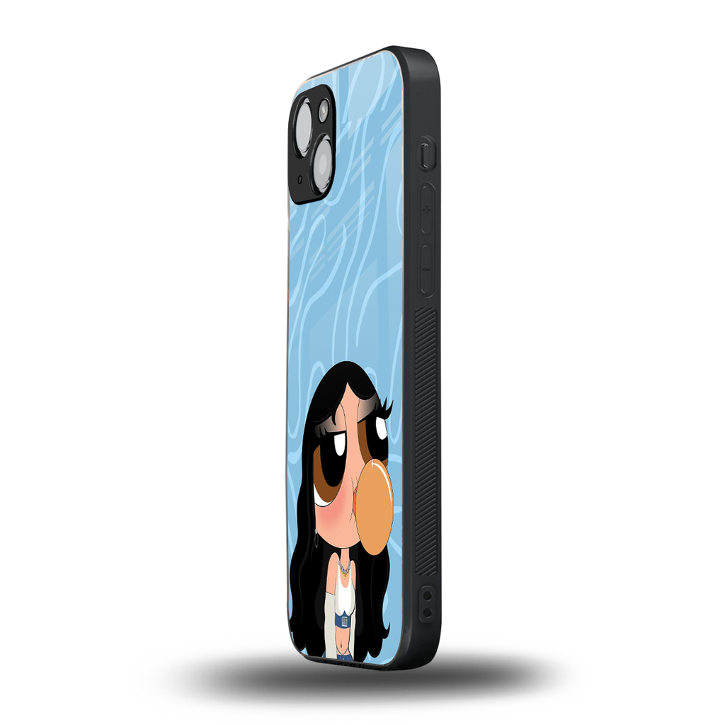 bubbly blue back phone cover | glass case for iphone 15 plus
