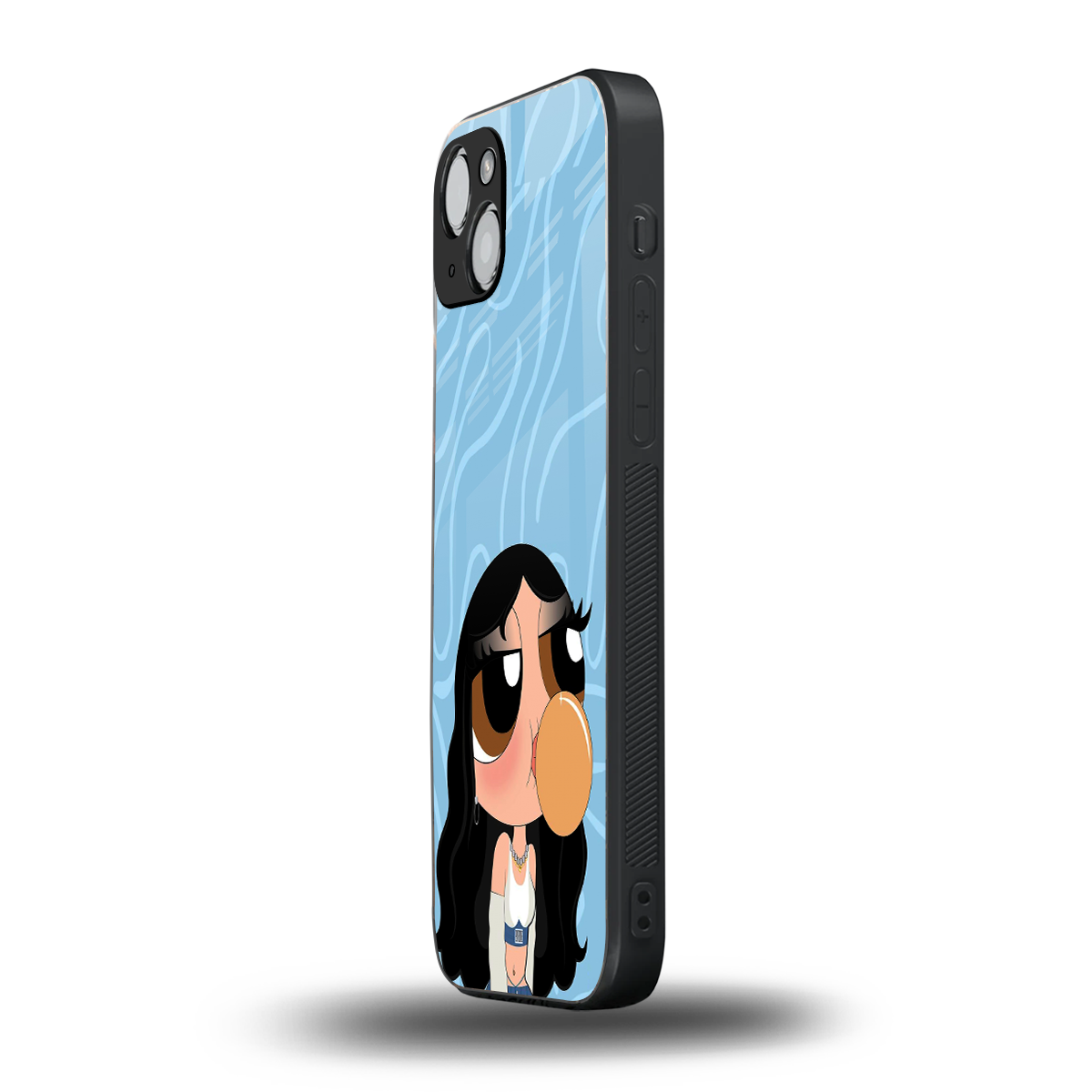 bubbly blue back phone cover | glass case for iphone 14 plus