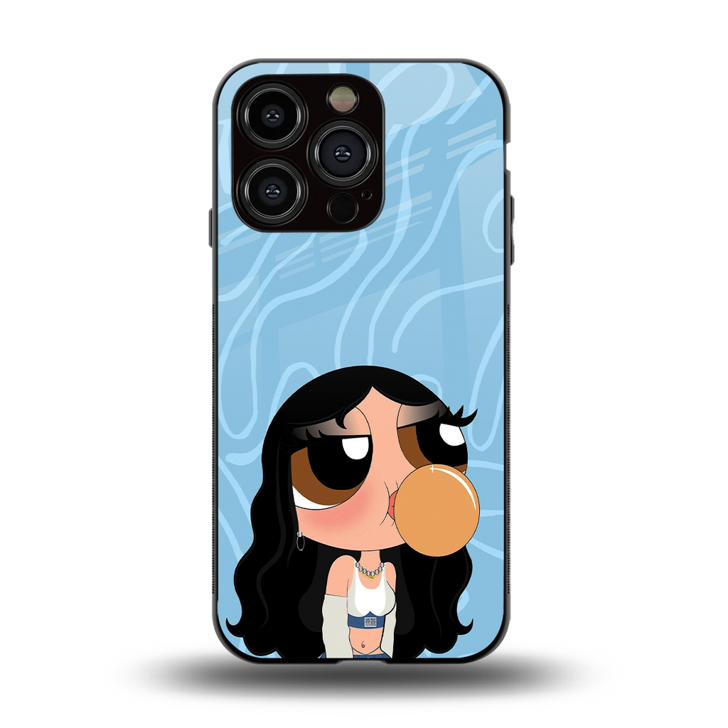 bubbly blue back phone cover | glass case for iphone 15 pro