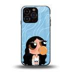 bubbly blue back phone cover | glass case for iphone 15 pro