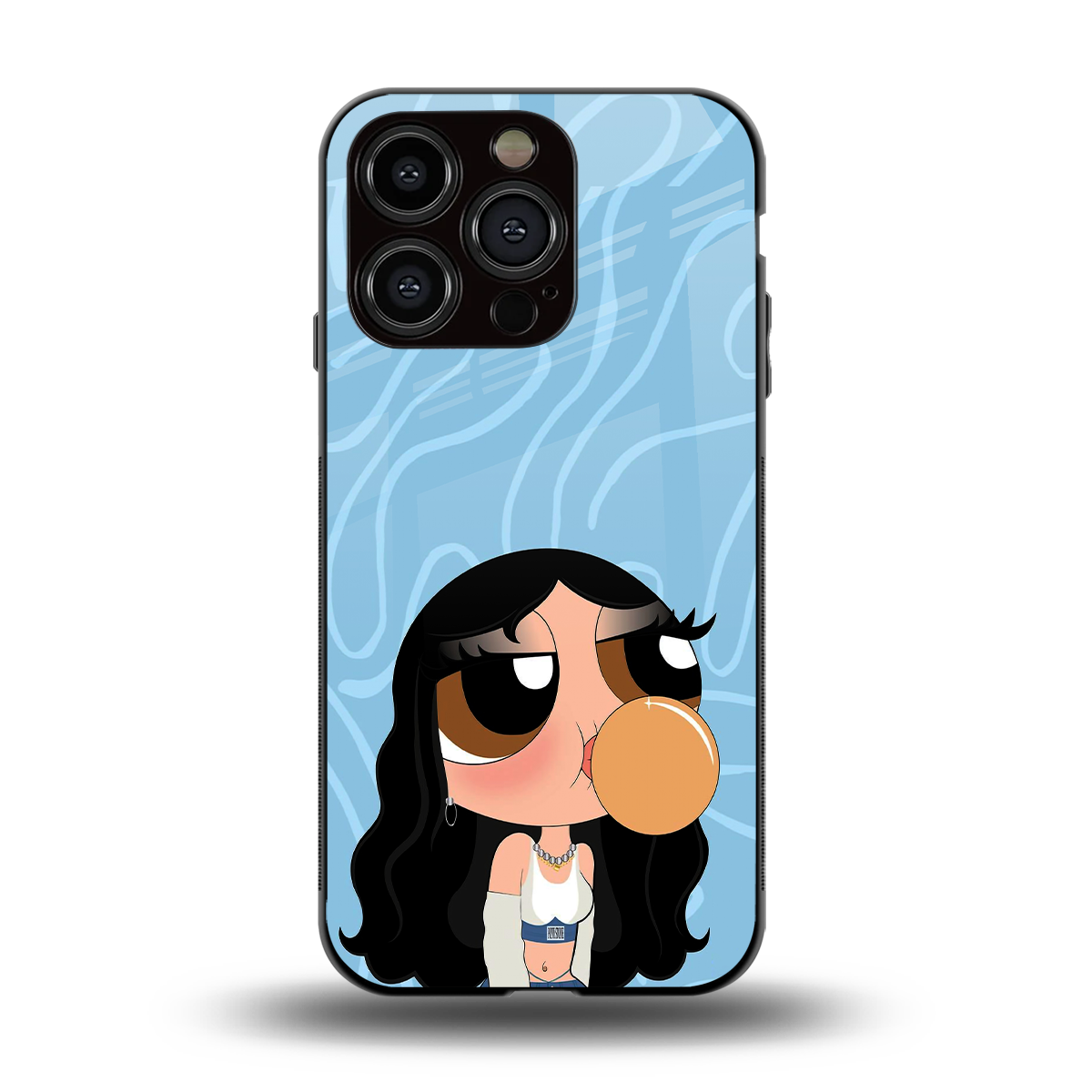 bubbly blue back phone cover | glass case for iphone 15 pro