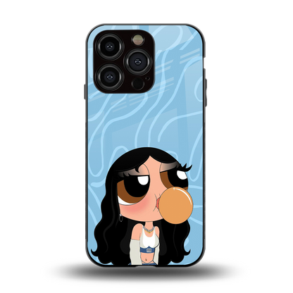 bubbly blue back phone cover | glass case for iphone 15 pro