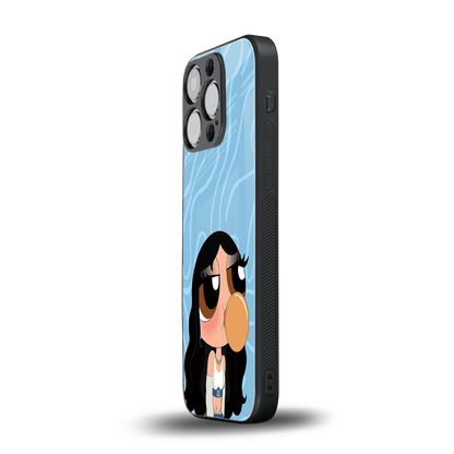 bubbly blue back phone cover | glass case for iphone 15 pro