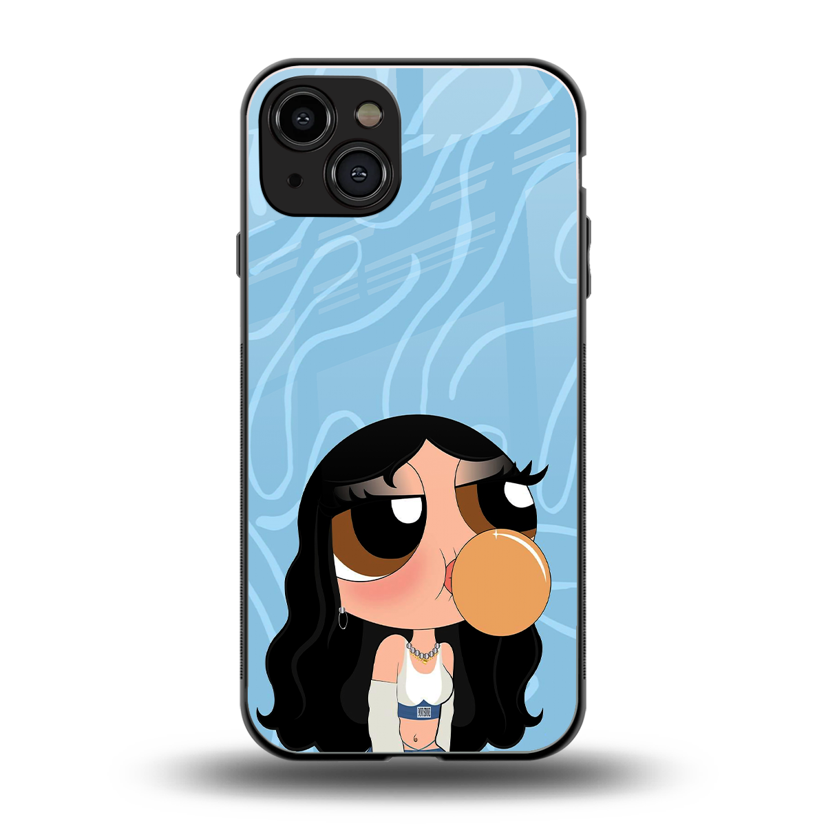 bubbly blue back phone cover | glass case for iphone 15