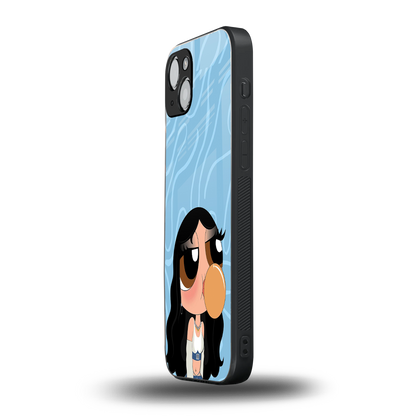 bubbly blue back phone cover | glass case for iphone 15