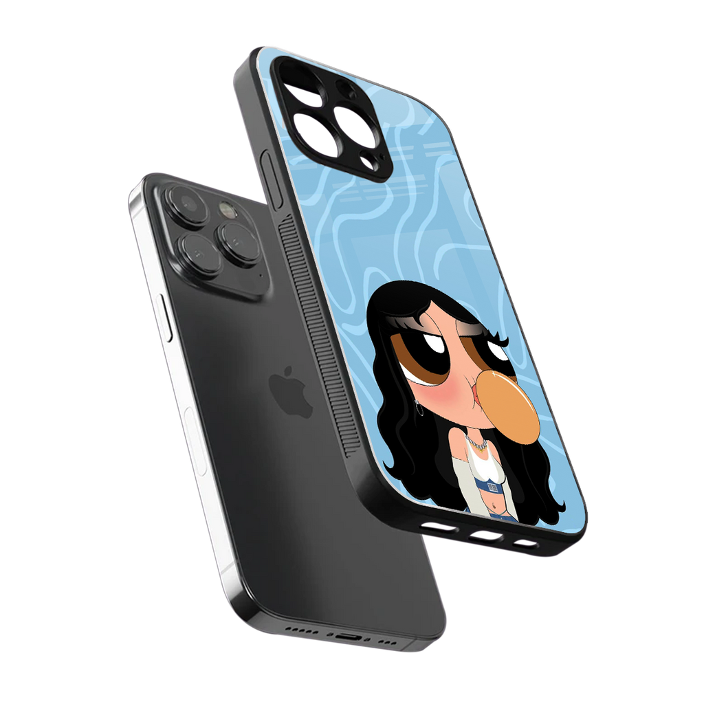 bubbly blue back phone cover | glass case for iphone 15 pro