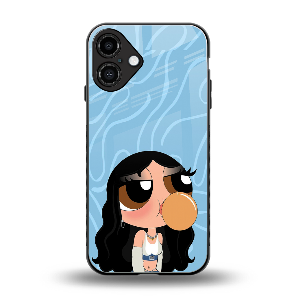 bubbly blue back phone cover | glass case for iphone 16 plus