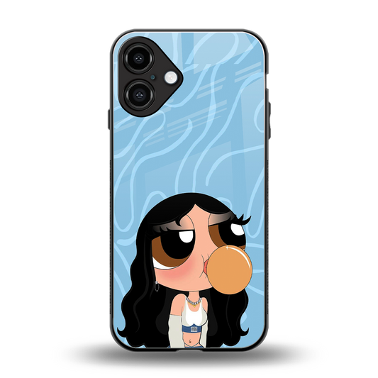 bubbly blue back phone cover | glass case for iphone 16 plus