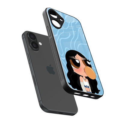 bubbly blue back phone cover | glass case for iphone 16 plus