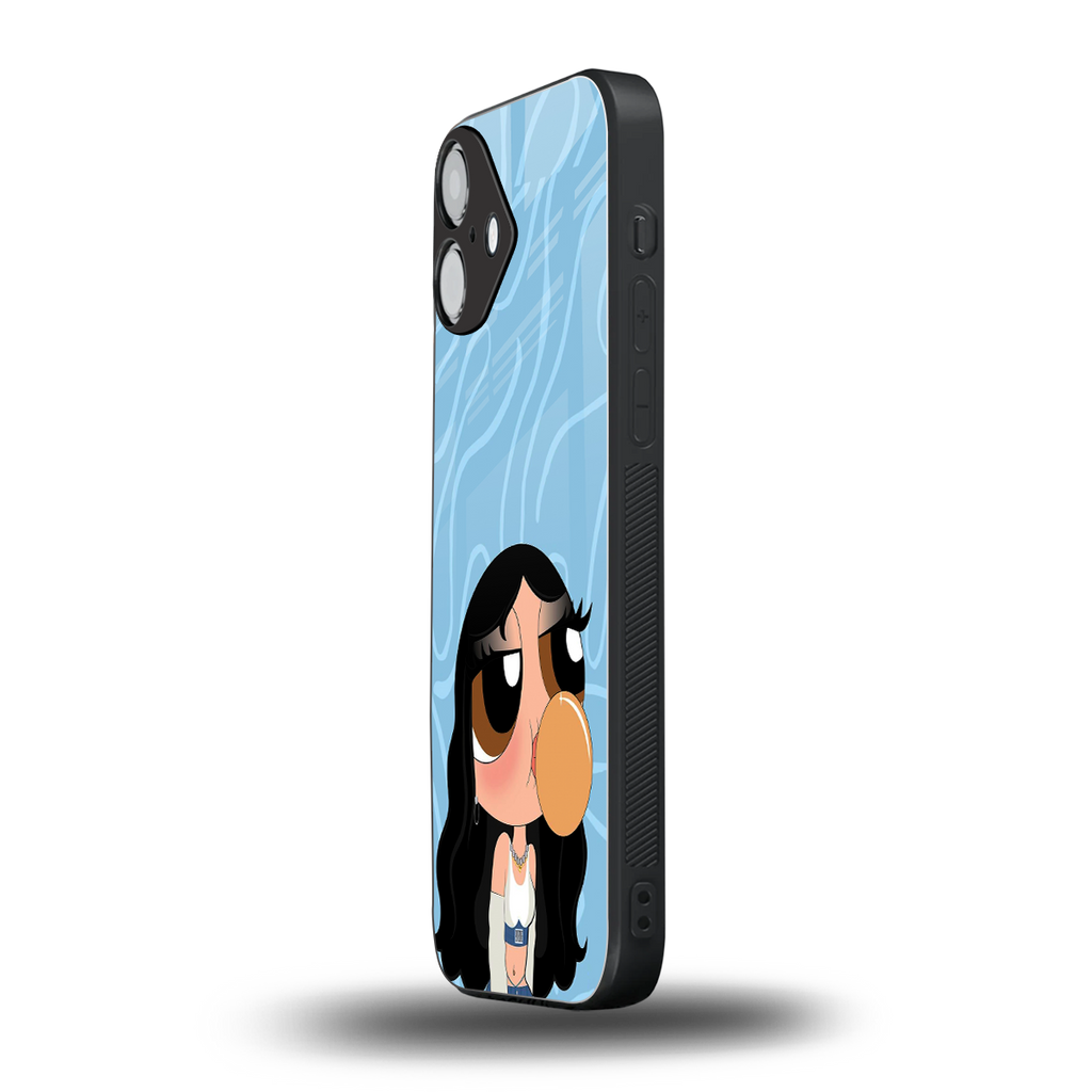 bubbly blue back phone cover | glass case for iphone 16 plus