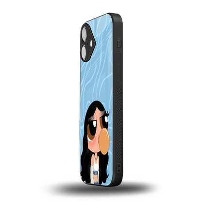 bubbly blue back phone cover | glass case for iphone 16 plus