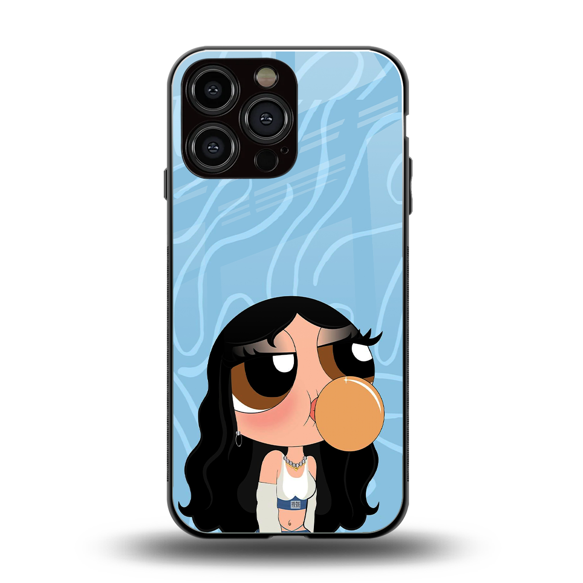 bubbly blue back phone cover | glass case for iphone 16 pro max