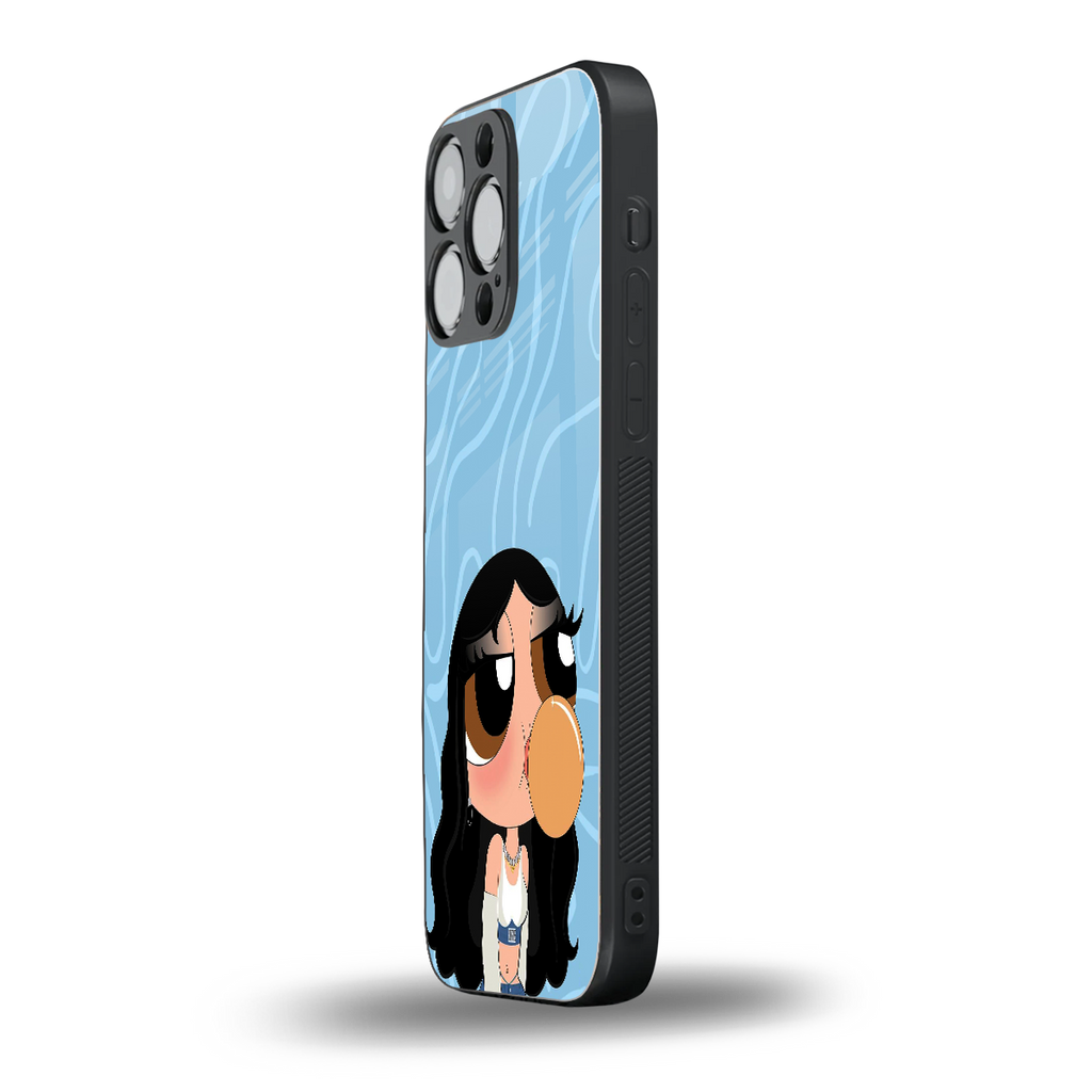 bubbly blue back phone cover | glass case for iphone 16 pro max